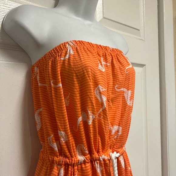 Southern Breeze Tangerine Seahorse Strapless Mini Dress - Picture 7 of 9
